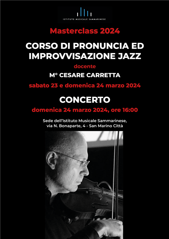 Masterclass M° Cesare Carretta "Corso di pronuncia ed improvvisazione jazz"